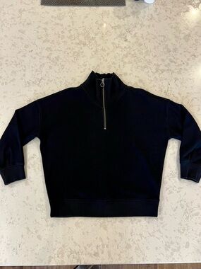 Athleta women’s Black Half-Zip Stand Collar Sweatshirt